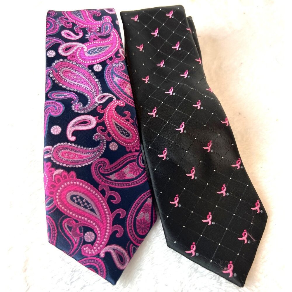 Susan Komen Knots for Hope Breast Cancer Awareness Neckties Lot 2 Ties